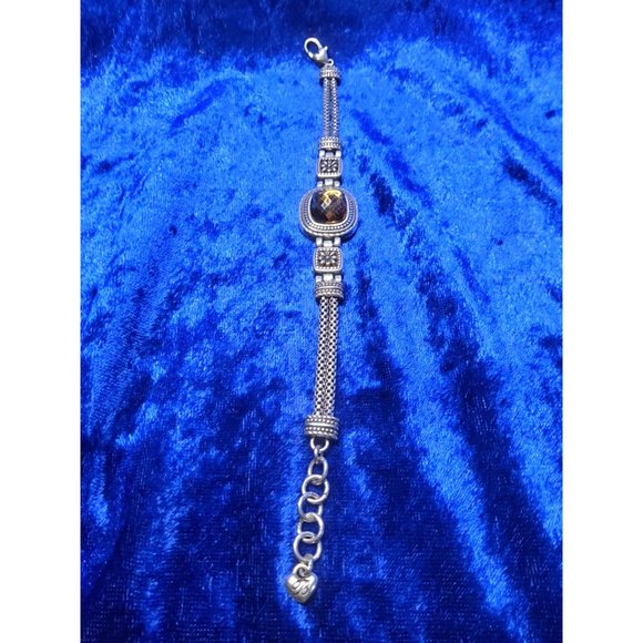 vintage brighton czarina citrine stone dual band silver plated bracelet - Picture 5 of 5